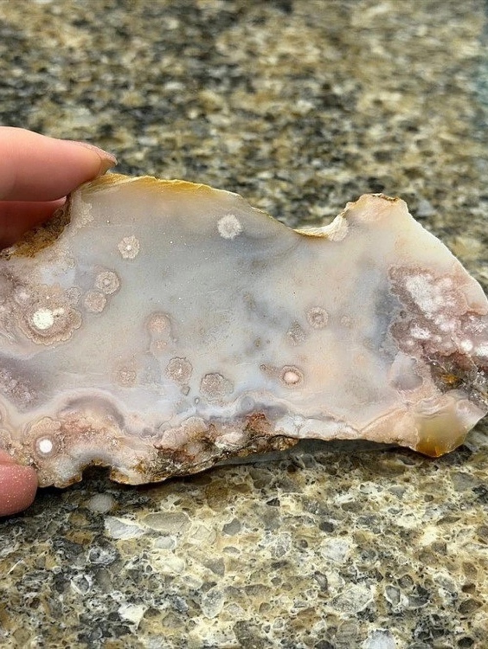 Polished Pink & White Agate Slab